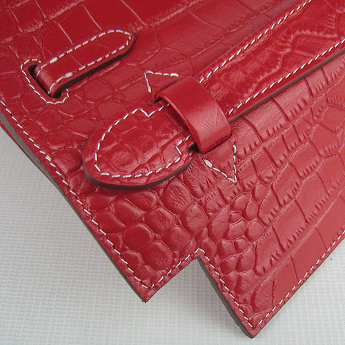 AAA Hermes Kelly 22 CM France Veins Leather Handbag Red H008 On Sale